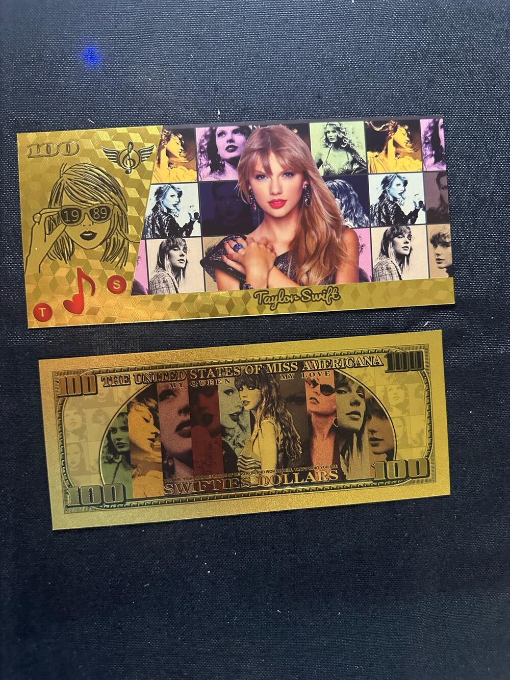 Taylor Swift Gold Foil Novelty Notes 2 Piece Set Eras Tour 1989 Swiftie Collect